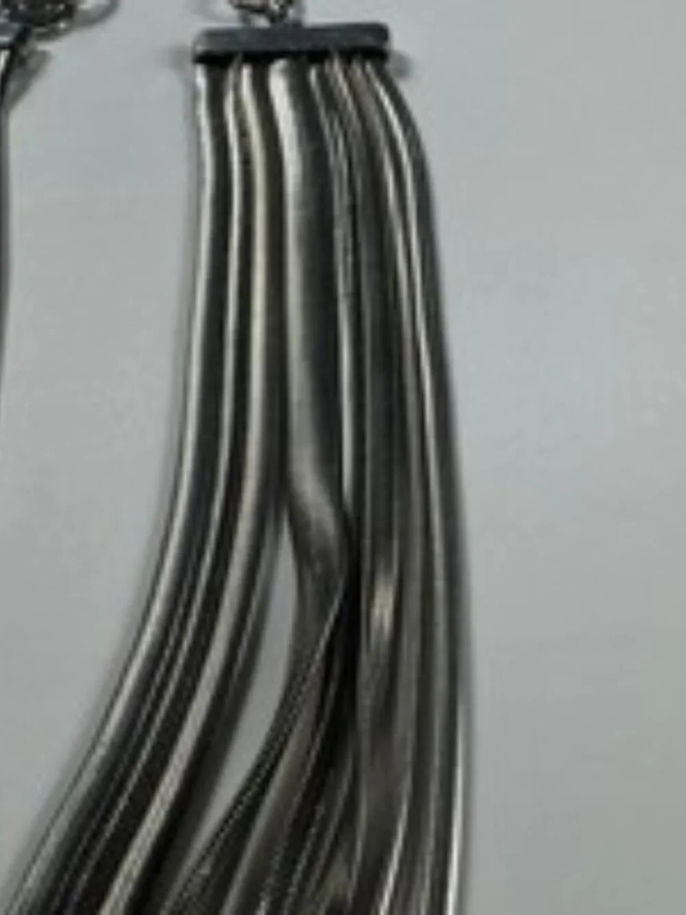 Vintage Y2K Liquid Metal Snake Chain Necklace Multi Strand Choker Silver Tone